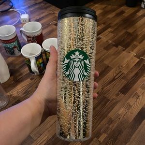 Starbucks Water Gold and White Cup